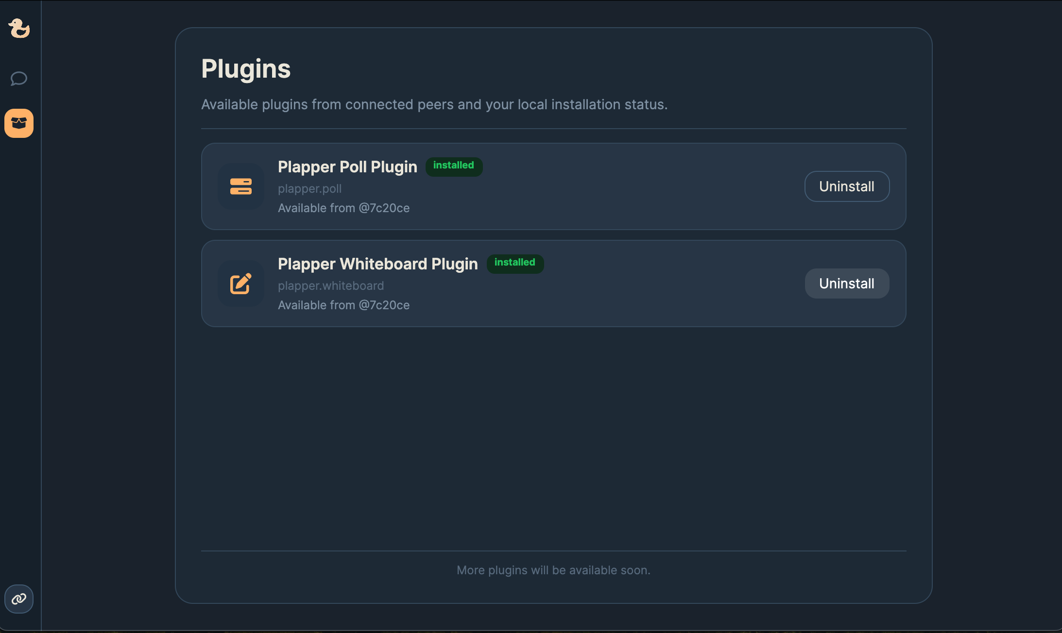 Plapper plugin management