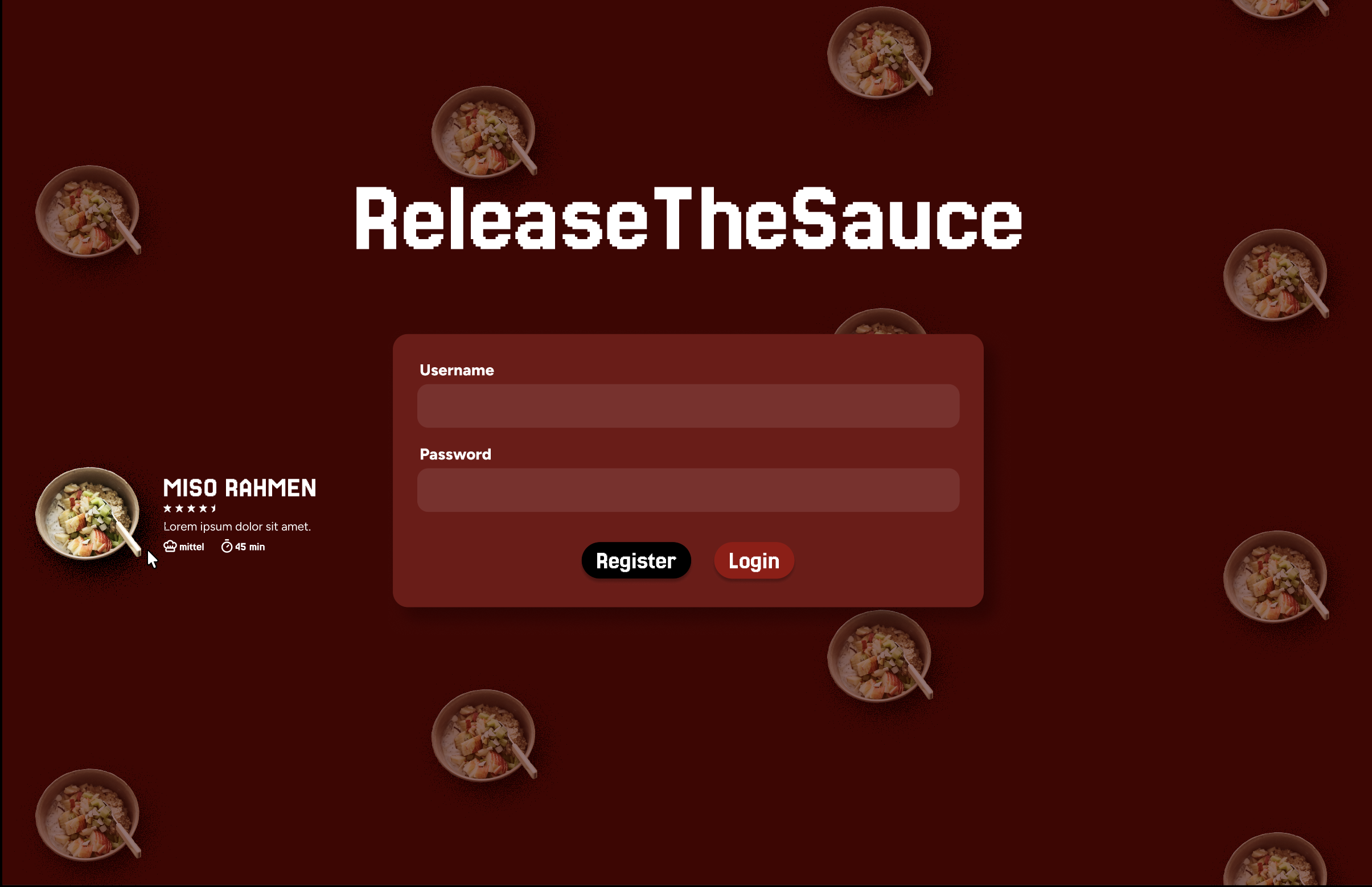 Release the Sauce login page